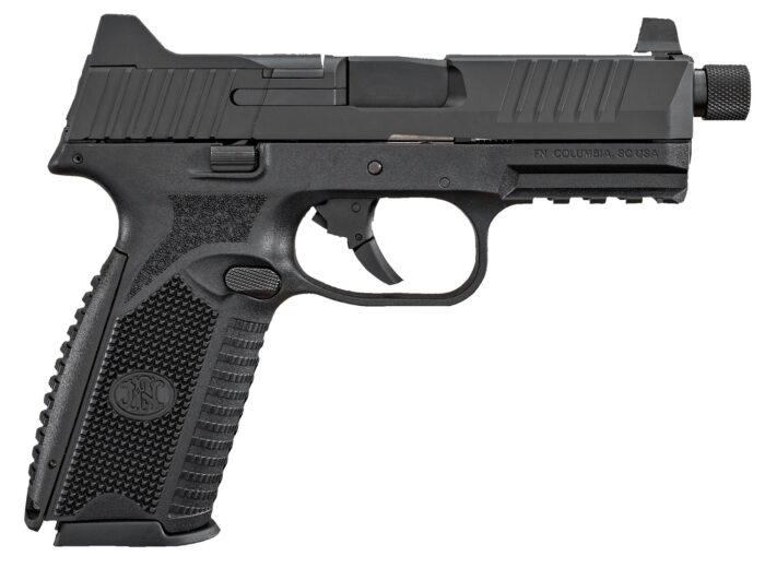 FN 66100375 509T  9mm Luger 17+1/24+1, 4.50" Black Steel Threaded Barrel, Matte Black Optic Ready/Serrated Stainless Steel Slide, Matte Black Polymer Frame w/Picatinny Rail