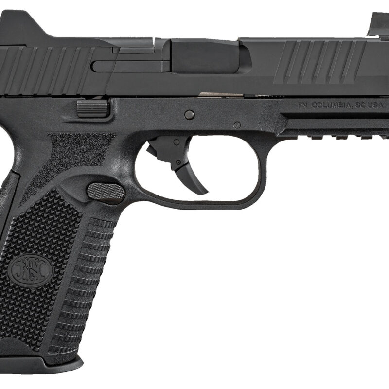 FN 66100375 509T  9mm Luger 17+1/24+1, 4.50" Black Steel Threaded Barrel, Matte Black Optic Ready/Serrated Stainless Steel Slide, Matte Black Polymer Frame w/Picatinny Rail