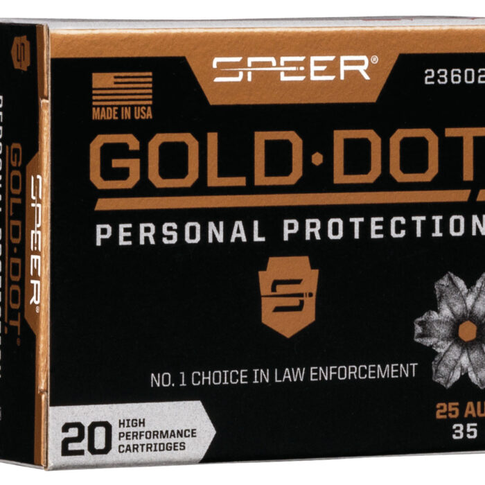 Speer 23602GD Gold Dot Personal Protection 25ACP 35gr Hollow Point 20 Per Box/10 Case