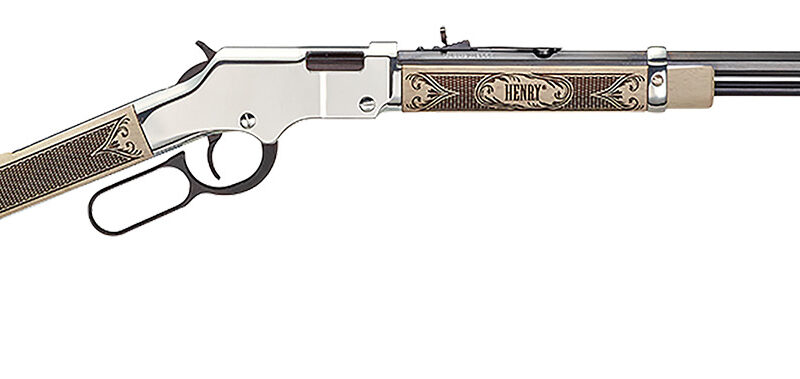 Henry H004AE Golden Boy Silver American Eagle Full Size 22 Short, 22 Long, 22 LR, 16 LR/21 Short, 20" Blued Barrel, Nickel-Plated Metal Finish & Ivory American Walnut Stock Right Hand