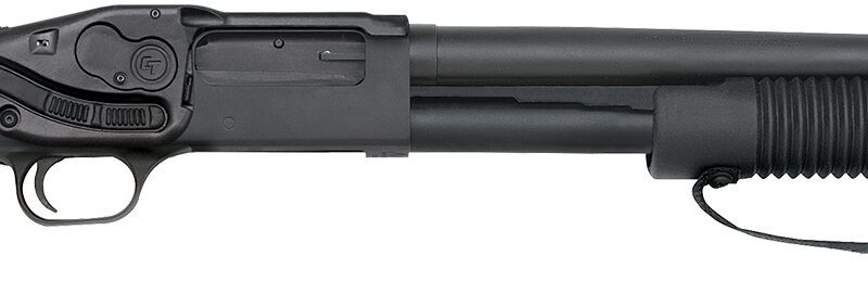 Mossberg 50638 590 Shockwave 12 Gauge Pump 3" 5+1 14.38" Matte Blued Heavy-Walled Barrel, Drilled & Tapped Matte Blued Stainless Steel Receiver, Black Raptor Birdshead Grip, Crimson Trace Lasersaddle