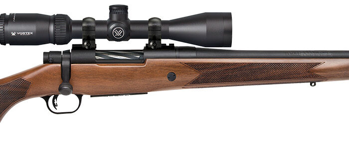 Mossberg 28057 Patriot  22-250 Rem Caliber with 5+1 Capacity, 22" Fluted Barrel, Matte Blued Metal Finish & Walnut Stock Right Hand (Full Size) Includes Vortex Crossfire II 3-9x40mm Scope