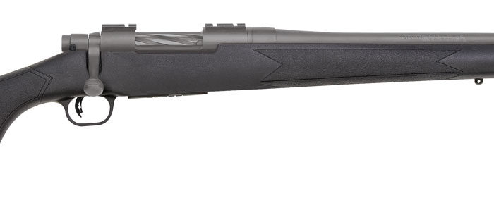 Mossberg 28068 Patriot  Full Size 22-250 Rem 5+1 22" Stainless Cerakote Fluted Barrel, Drilled & Tapped Stainless Cerakote Receiver, Black Fixed Synthetic Stock, Right Hand