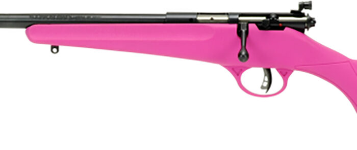 Savage Arms 13844 Rascal  Youth 22 LR 1rd 16.13" Matte Black Sporter Barrel, Matte Black Carbon Steel Receiver, Pink Fixed Synthetic Stock, Left Hand