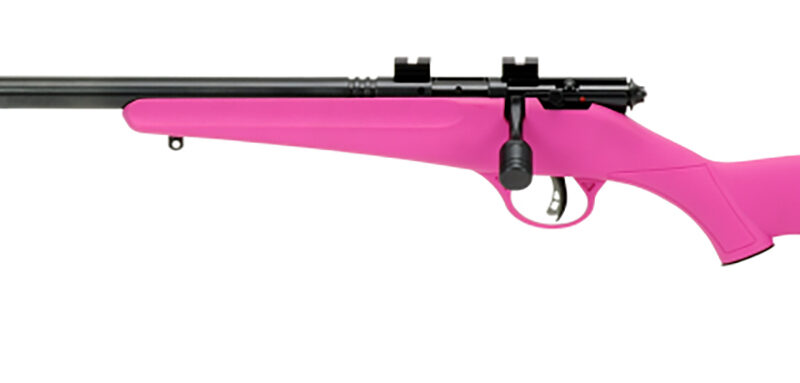 Savage Arms 13842 Rascal FLV-SR Youth 22 LR 1rd 16.12" Matte Blued Heavy Barrel, Matte Blued Carbon Steel Receiver, Pink Synthetic Stock, Left Hand