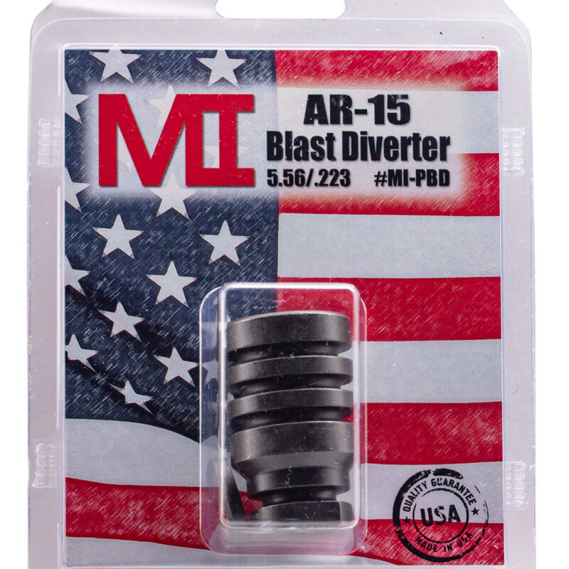 Midwest Industries MIPBD Blast Diverter  Black Phosphate Steel with 1/2"-28 tpi Threads, 1.75" OAL & 1.09" Diameter for 223 Rem, 5.56x45mm NATO AR-Platform