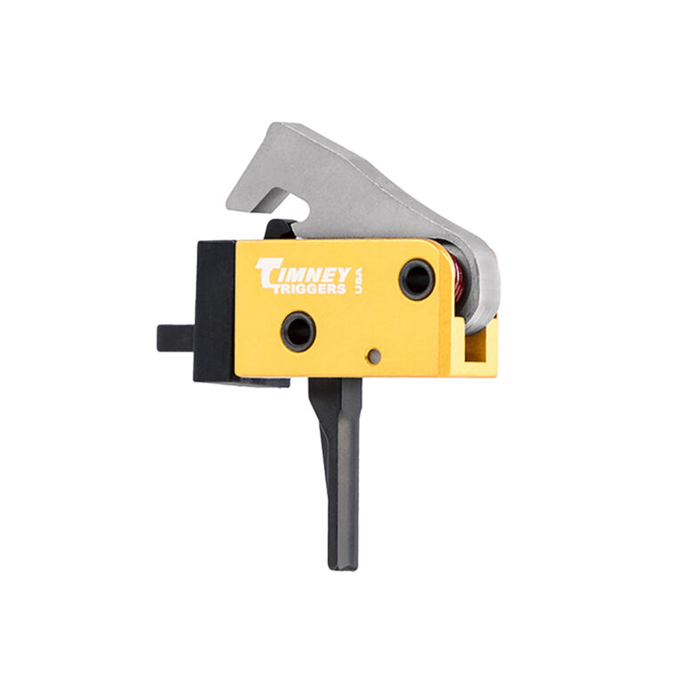 Timney Triggers 681ST PCC Trigger  Single-Stage Straight Trigger with 2.50-3 lbs Draw Weight & Black/Gold Finish for AR-Platform