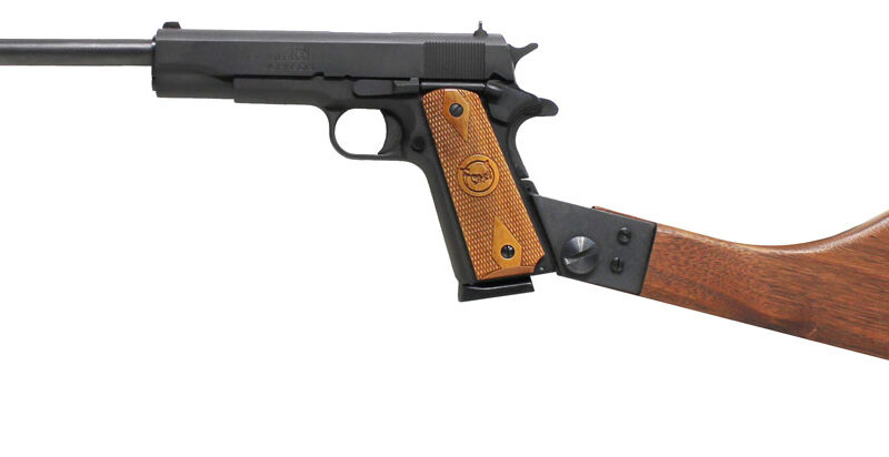 Iver Johnson Arms 1911A1CARBINE 1911 A1 Carbine 45 ACP 8+1 16.13" Black Oxide 6 Lan Barrel, Black Oxide Steel Receiver, Walnut Removable Stock, Walnut Diamond Checkered Grip