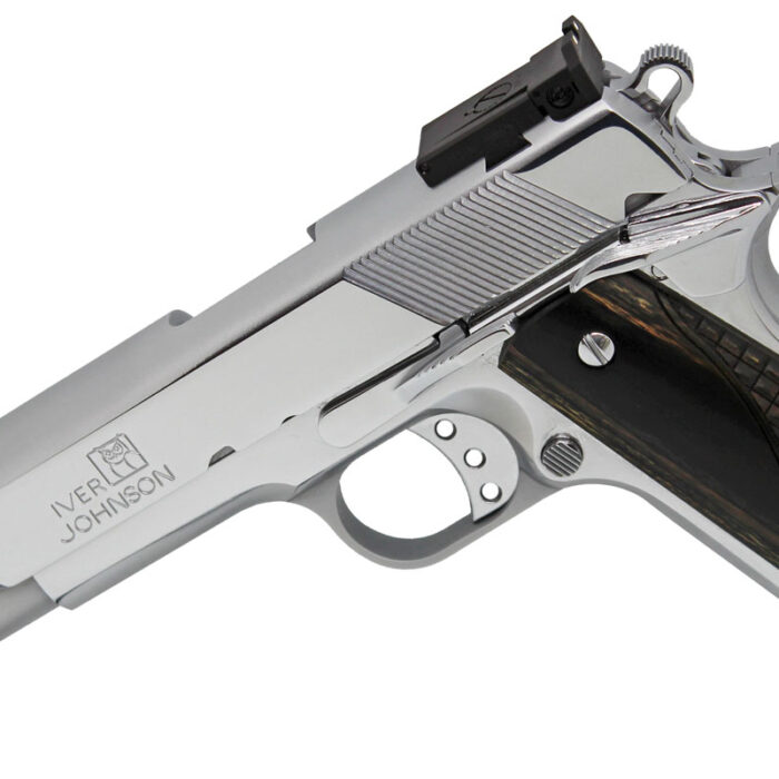 Iver Johnson Arms EAGLEXLC10 1911 Eagle XLC  10mm 6" 8+1 High Polished Bright Chrome Ported Long Slide Diamondwood Walnut w/Logo Grip Adjustable Sight