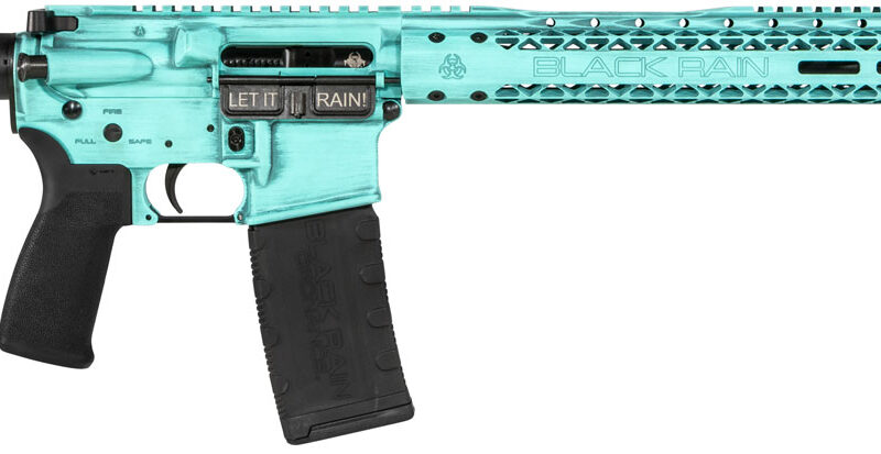 Black Rain BROFUSIONTBB Spec + Fusion 5.56x45mm NATO 16" 30+1 Tiffany Blue Battleworn Cerakote 6 Position MFT Minimalist Stock