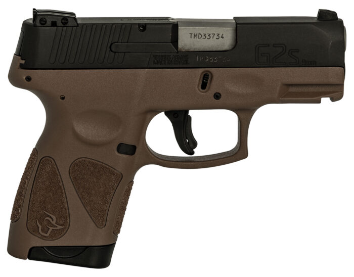 Taurus 1G2S931B G2S  Compact Frame 9mm Luger 7+1 3.26" Matte Steel Barrel, Matte Black Serrated Alloy Steel Slide, Brown Polymer Frame w/Picatinny Rail & Polymer Grip, Right Hand
