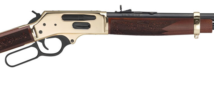 Henry H0243030 Side Gate  Full Size 30-30 Win 5+1 20" Blued Steel Barrel, Polished Brass Receiver, American Walnut Stock Right Hand