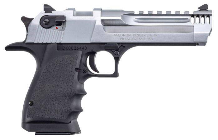 Magnum Research DE357L5BC Desert Eagle L5 357 Mag 5" with Muzzle Brake 9+1 Black Hardcoat Anodized Aluminum Frame Brushed Chrome Carbon Steel Slide Black Hogue Wraparound Rubber Grip