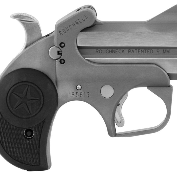 Bond Arms BARN Roughneck  9mm Luger 2rd 2.50" Stainless Steel Double Barrel w/Bead Blasted Frame, Blade Front/Fixed Rear Sights, Rebounding Hammer, Rubber Grip, Manual Safety