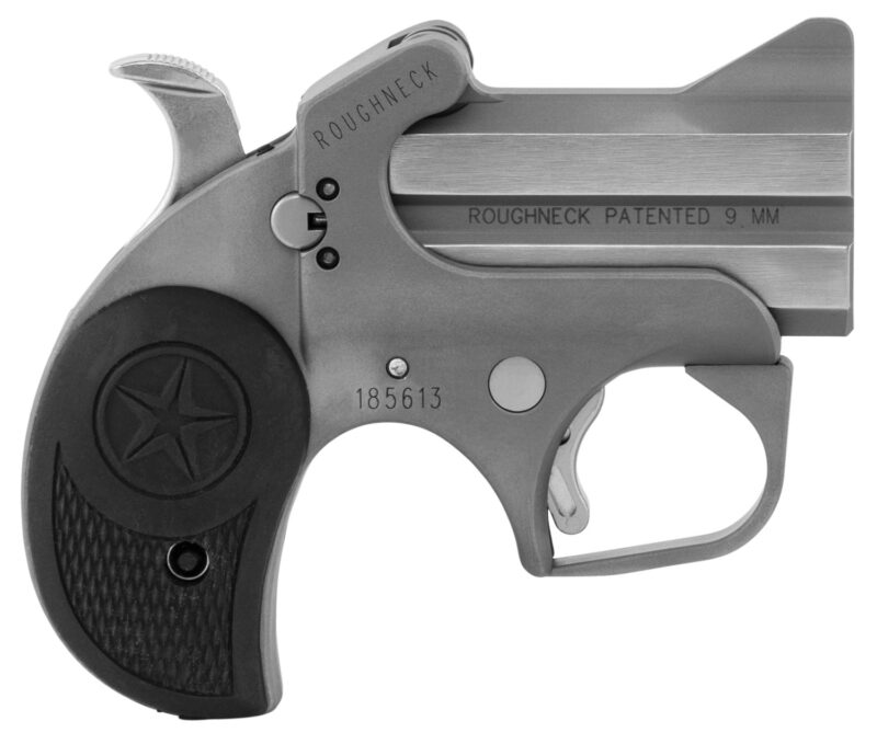 Bond Arms BARN Roughneck  9mm Luger 2rd 2.50" Stainless Steel Double Barrel w/Bead Blasted Frame, Blade Front/Fixed Rear Sights, Rebounding Hammer, Rubber Grip, Manual Safety