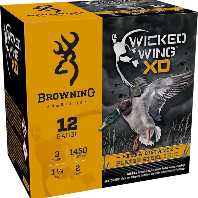 Browning Ammo B193411232 Wicked Wing XD  12Gauge 3" 1 1/4oz 2Shot 25 Per Box/10 Case
