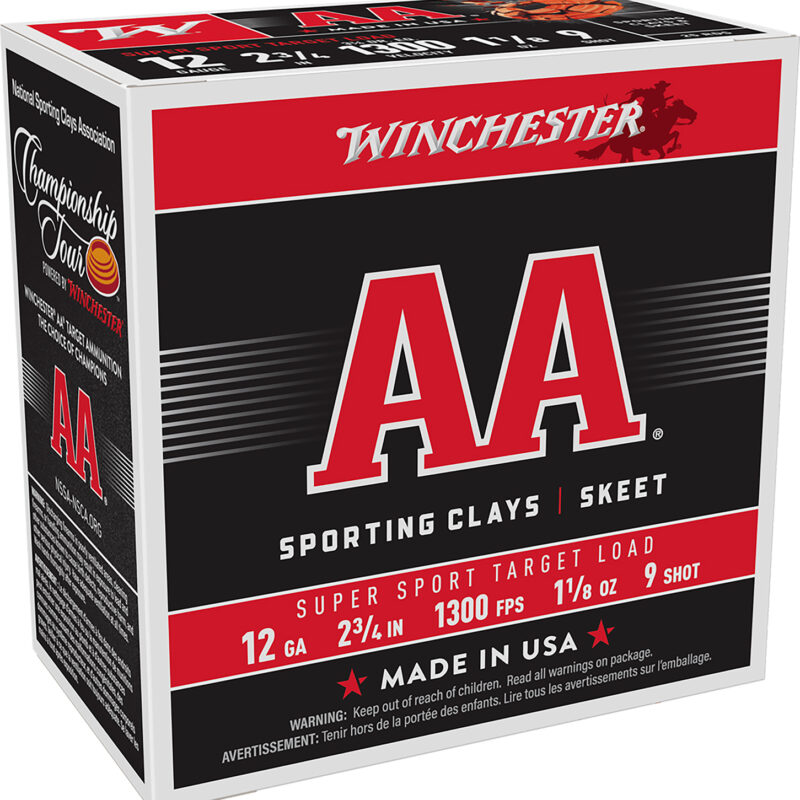 Winchester Ammo AASC129 AA Super Sport Sporting Clay 12Gauge 2.75" 1 1/8oz 9Shot 25 Per Box/10 Case