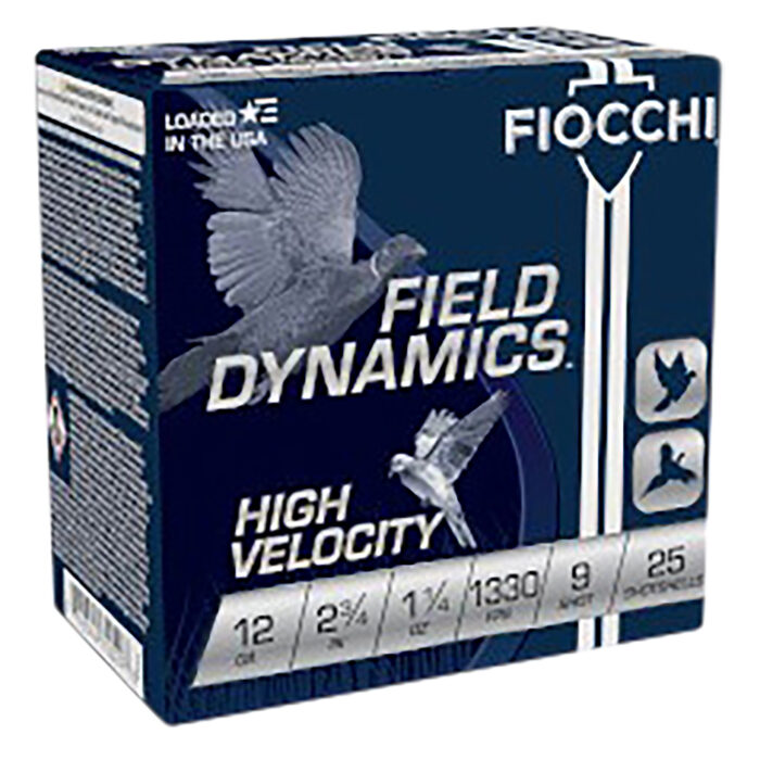 Fiocchi 12HV9 Field Dynamics High Velocity 12Gauge 2.75" 1 1/4oz 9Shot 25 Per Box/10 Case