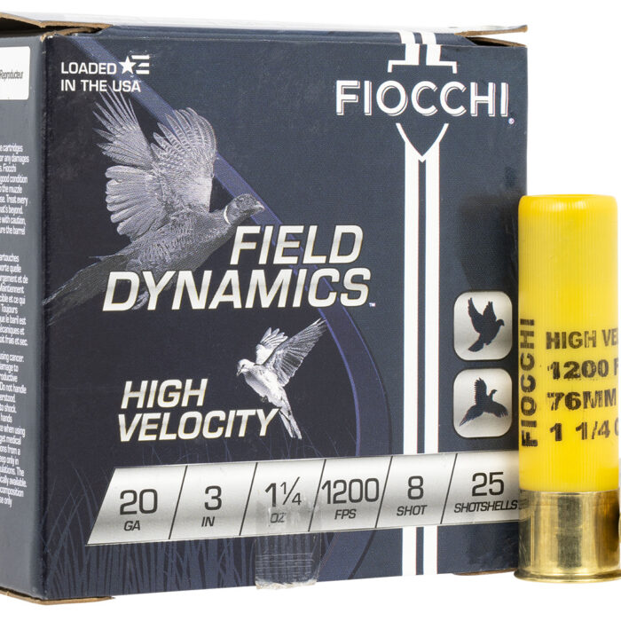 Fiocchi 203HV8 Field Dynamics High Velocity 20Gauge 3" 1 1/4oz 8Shot 25 Per Box/10 Case