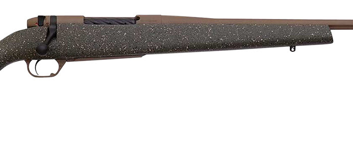 Weatherby MWL01N65RWR6B Mark V Weathermark LT 6.5 Wthby RPM 4+1 24" Barrel/Rec. w/Flat Dark Earth Cerakote Finish, Flat Dark Earth Speckled Green Fixed Monte Carlo Fiberglass Stock