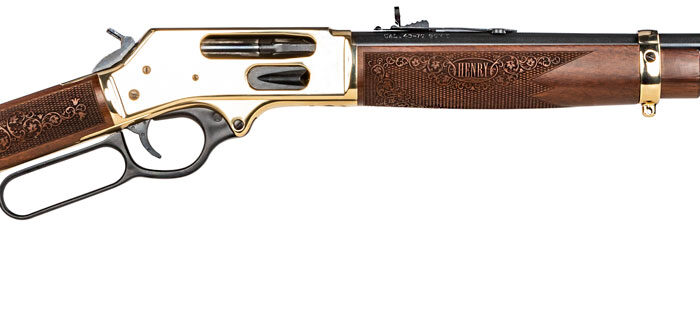 Henry H0244570 Side Gate  Full Size 45-70 Gov 5+1 19.80" Blued Steel Barrel, Polished Brass Receiver, American Walnut Stock Right Hand