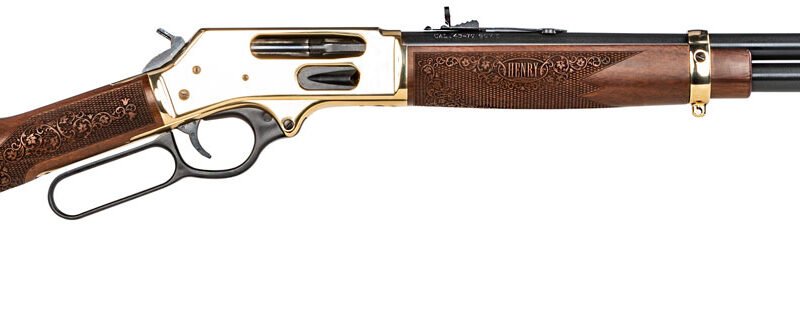 Henry H0244570 Side Gate  Full Size 45-70 Gov 5+1 19.80" Blued Steel Barrel, Polished Brass Receiver, American Walnut Stock Right Hand