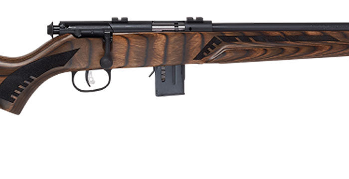 Savage Arms 91937 93 Minimalist Full Size 22 WMR 10+1 18" Matte Black Threaded Barrel, Matte Black Drilled & Tapped Carbon Steel Receiver, Natural Brown Boyd's Minimalist Laminate Stock, Right Hand