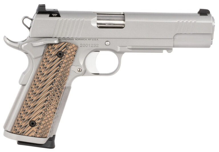 Dan Wesson 01807 Specialist  9mm Luger 10+1 5" Stainless Steel Barrel, Bead Blasted Serrated Stainless Steel Slide & Frame w/Beavertail & Picatinny Rail, Black/Brown G10 Grip, Ambidextrous