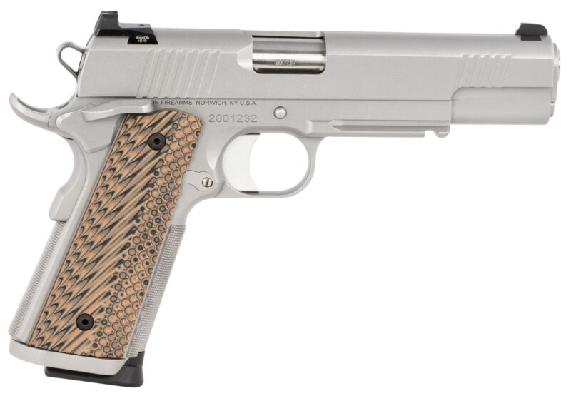 Dan Wesson 01807 Specialist  9mm Luger 10+1 5" Stainless Steel Barrel, Bead Blasted Serrated Stainless Steel Slide & Frame w/Beavertail & Picatinny Rail, Black/Brown G10 Grip, Ambidextrous