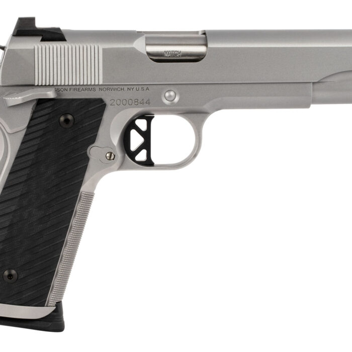 Dan Wesson 01824 Valor  45 ACP 8+1 5" Stainless Steel Barrel, Bead Blasted Serrated Stainless Steel Slide & Frame w/Beavertail & Picatinny Rail, Black G10 Grip, Ambidextrous