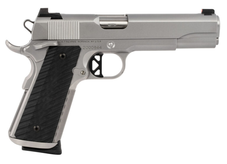Dan Wesson 01824 Valor  45 ACP 8+1 5" Stainless Steel Barrel, Bead Blasted Serrated Stainless Steel Slide & Frame w/Beavertail & Picatinny Rail, Black G10 Grip, Ambidextrous