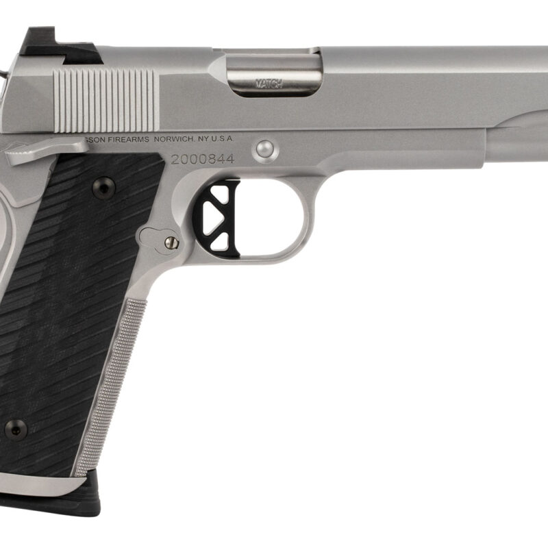 Dan Wesson 01824 Valor  45 ACP 8+1 5" Stainless Steel Barrel, Bead Blasted Serrated Stainless Steel Slide & Frame w/Beavertail & Picatinny Rail, Black G10 Grip, Ambidextrous