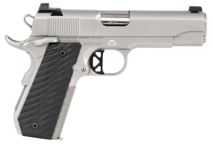 Dan Wesson 01827 V-Bob  45 ACP 8+1 4.25" Match Grade Barrel, Forged Stainless Steel Frame w/Beavertail, Serrated Bead Blasted Stainless Steel Slide, Black G10 Grip