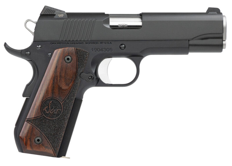 Dan Wesson 01829 Guardian  45 ACP 8+1 4.25" Stainless Steel Barrel, Black Duty Serrated Stainless Steel Slide, Black Aluminum Frame w/Beavertail, Wood Grip, Ambidextrous