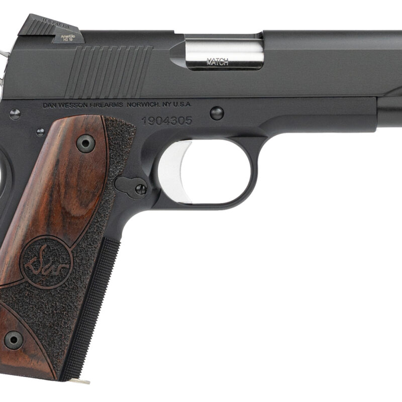 Dan Wesson 01829 Guardian  45 ACP 8+1 4.25" Stainless Steel Barrel, Black Duty Serrated Stainless Steel Slide, Black Aluminum Frame w/Beavertail, Wood Grip, Ambidextrous