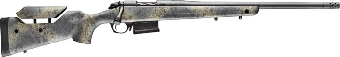Bergara Rifles B14SM659 B-14 Wilderness Terrain 6.5 PRC 3+1 24" Threaded, Sniper Gray Cerakote Barrel/Rec, Adj. Cheek Piece SoftTouch Woodland Camo Stock with Mini-Chassis, Omni Muzzle Brake
