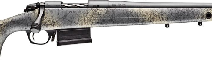 Bergara Rifles B14S652 B-14 Wilderness Terrain 6.5 Creedmoor 5+1 24" Threaded, Sniper Gray Cerakote Barrel/Rec, Adj. Cheek Piece SoftTouch Woodland Camo Stock with Mini-Chassis, Omni Muzzle Brake