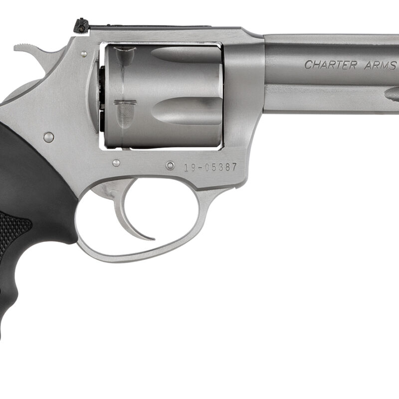 Charter Arms 74442 Bulldog Target Large 44 Special, 5 Shot 4.20" Matte Stainless Steel Barrel, Cylinder & Frame w/Black Finger Grooved Rubber Grip