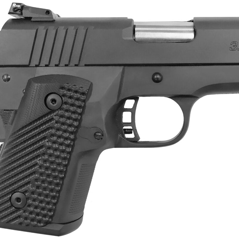 Rock Island 51577 BBR  Compact 45 ACP 10+1, 3.10" Black Steel Barrel, Black Parkerized Serrated Slide, Black Parkerized Steel Frame w/Beavertail, Black G10 Grip
