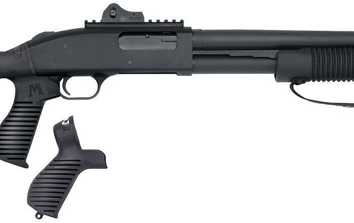 Mossberg 50696 590 Tactical SPX 12 Gauge 3" 6+1 18.50" Cylinder Bore Barrel Matte Blued Rec Black FLEX 6 Position Stock Includes FLEX Pistol Grip & FO, Ghost Ring Sights