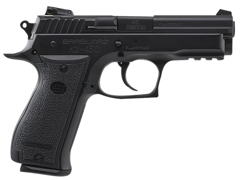 SAR USA K245CBL K2  Compact 45 ACP 13+1 4.70" Black Steel Barrel, Black Oxide Steel Serrated Slide, Black Oxide Steel Frame w/Beavertail & Picatinny Rail, Black Polymer Grip, Right Hand