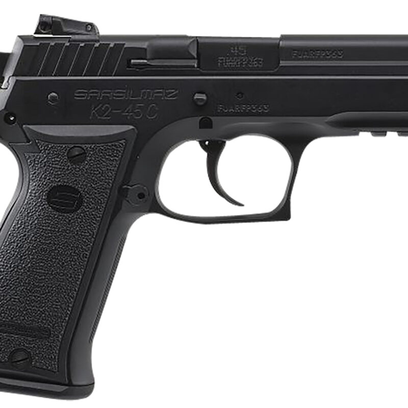 SAR USA K245CBL K2  Compact 45 ACP 13+1 4.70" Black Steel Barrel, Black Oxide Steel Serrated Slide, Black Oxide Steel Frame w/Beavertail & Picatinny Rail, Black Polymer Grip, Right Hand