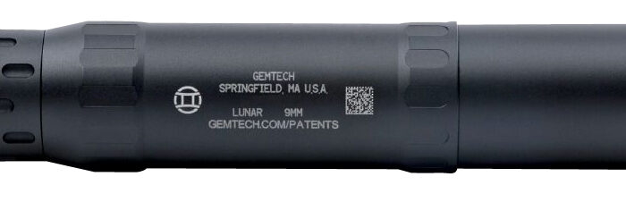 Gemtech 12711 Lunar-9  9mm Luger 1.40" Black Hardcoat Anodized Aluminum 1/2"-28 tpi