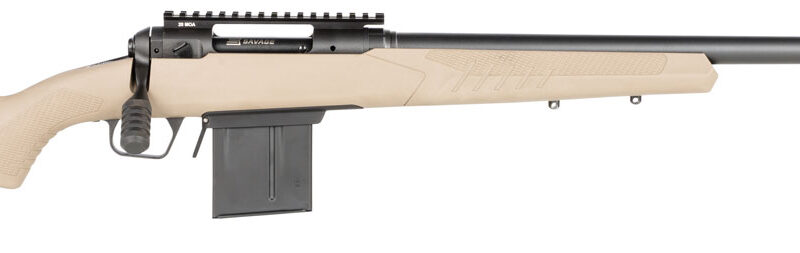 Savage Arms 57492 110 Tactical Desert 6.5 PRC 7+1 24", Matte Black Metal, Flat Dark Earth Fixed AccuStock with AccuFit