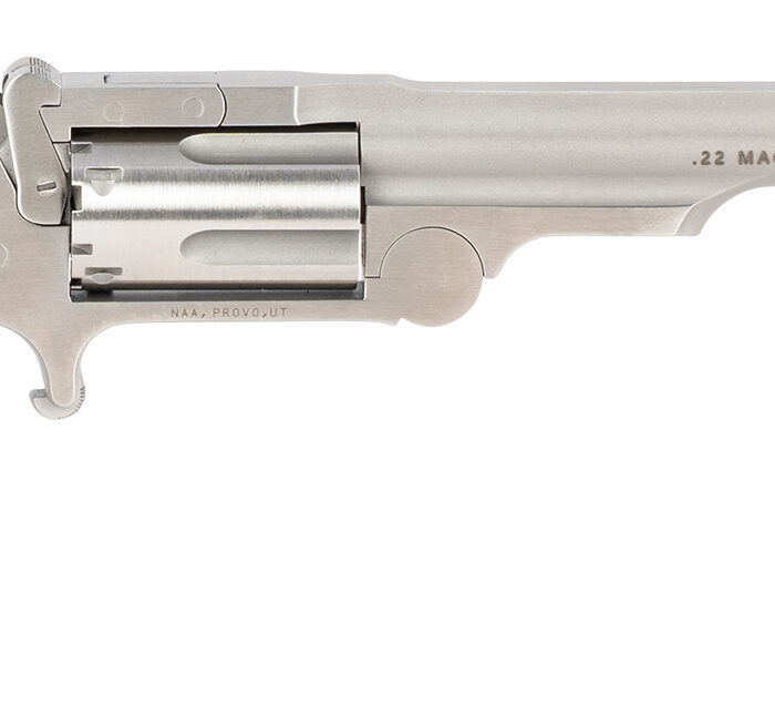 North American Arms 22MR4 Ranger II  22 WMR Caliber with 4" Barrel, 5rd Capacity Cylinder, Overall Stainless Steel Finish & Rosewood Boot Grip