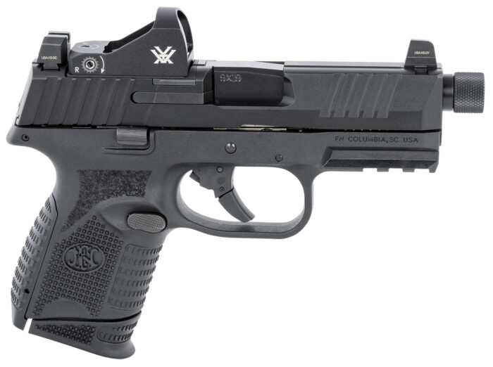FN 66100802 509CT w/Optic 9mm Luger 12+1/24+1 4.32" Black Steel Threaded Barrel, Black PVD Optic Cut/Serrated Steel Slide & Polymer Frame w/Picatinny Rail, Vortex Viper Red Dot, Ambidextrous