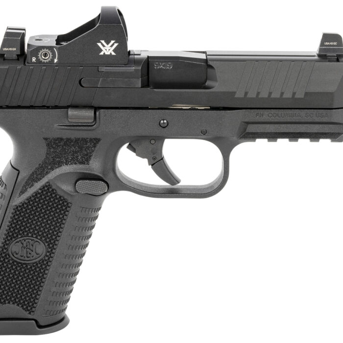 FN 66100844 509 Tactical 9mm Luger 17+1/24+1 4.50" Threaded Barrel, Matte Black Polymer Frame w/Mounting Rail, Optic Cut Matte Black Stainless Steel Slide, No Manual Safety, Includes Viper Red Dot