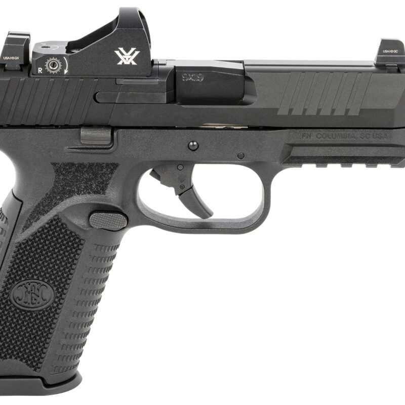FN 66100844 509 Tactical 9mm Luger 17+1/24+1 4.50" Threaded Barrel, Matte Black Polymer Frame w/Mounting Rail, Optic Cut Matte Black Stainless Steel Slide, No Manual Safety, Includes Viper Red Dot