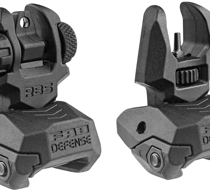 FAB Defense FXFRBS Front/Rear Folding Back-Up Sights  AR-15/ M16/ M4 Low Profile Dual Aperture Rear Sight Black Polymer and Metal