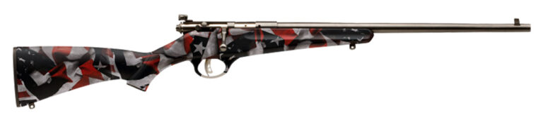 Savage Arms 13801 Rascal  Youth 22 LR 1rd 16.13" Satin Black Sporter Barrel, Satin Black Carbon Steel Receiver, American Flag Fixed Synthetic Stock, Right Hand